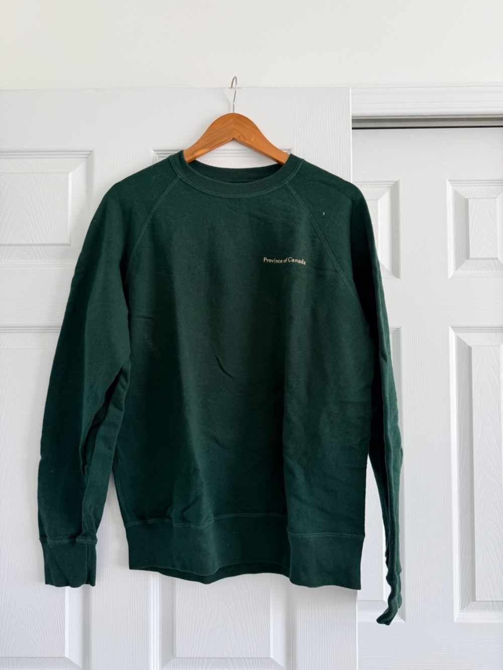 Forest Green Crewneck Sweatshirt with Minimal Embroidery